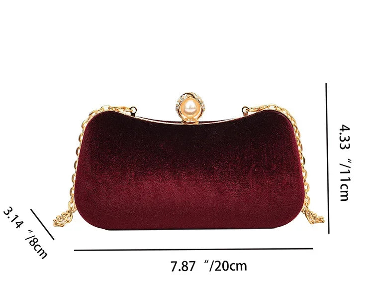 Corduroy clutch bag with  chain strap