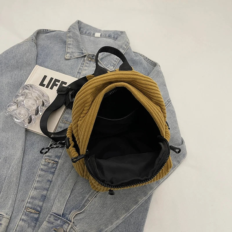 Small corduroy backpack