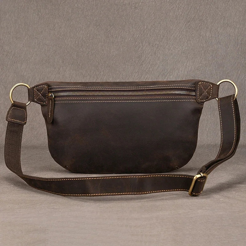Elegant men leather bum bag