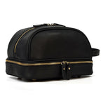 Leather cosmetic and toiletry bag