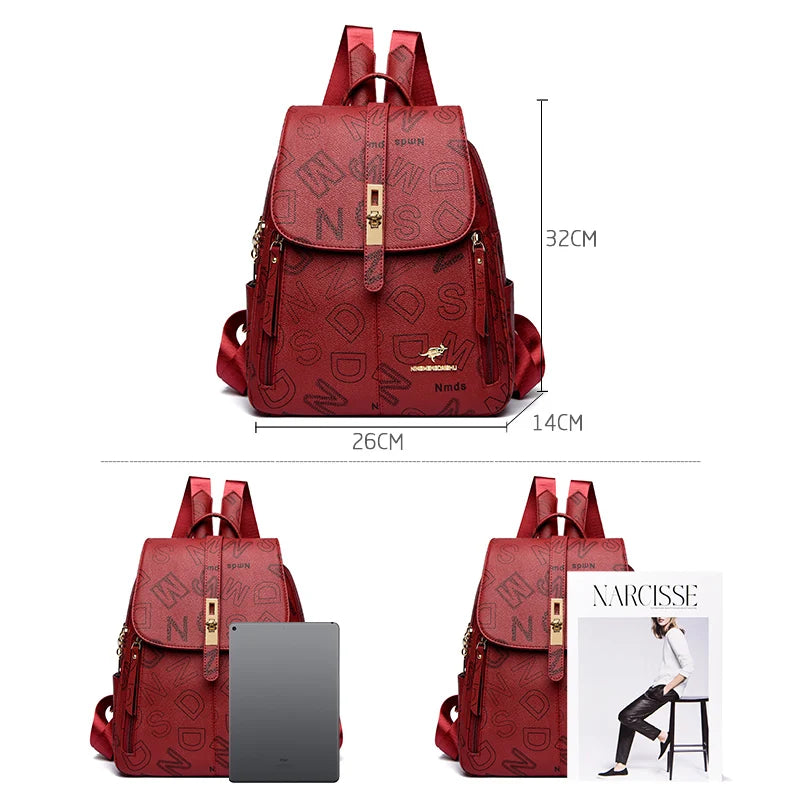 Designer-style leather backpack