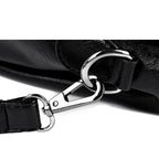 Leather handbag with detachable shoulder strap