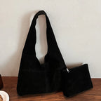 Slouch-style suede handbag