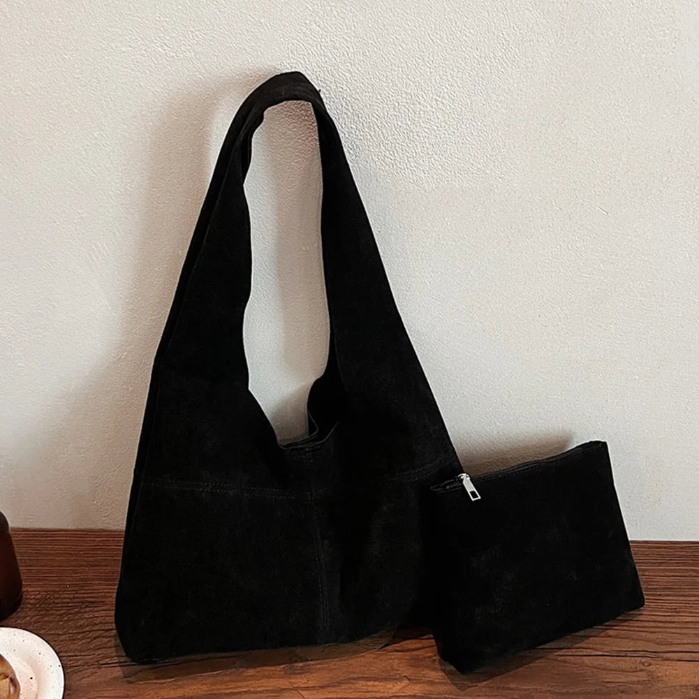 Slouch-style suede handbag