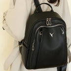 Smooth leather backpack with top handle