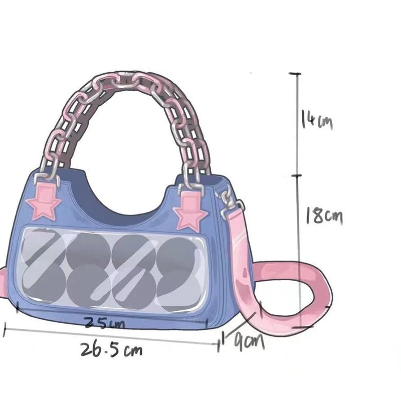 Denim handbag with star patches
