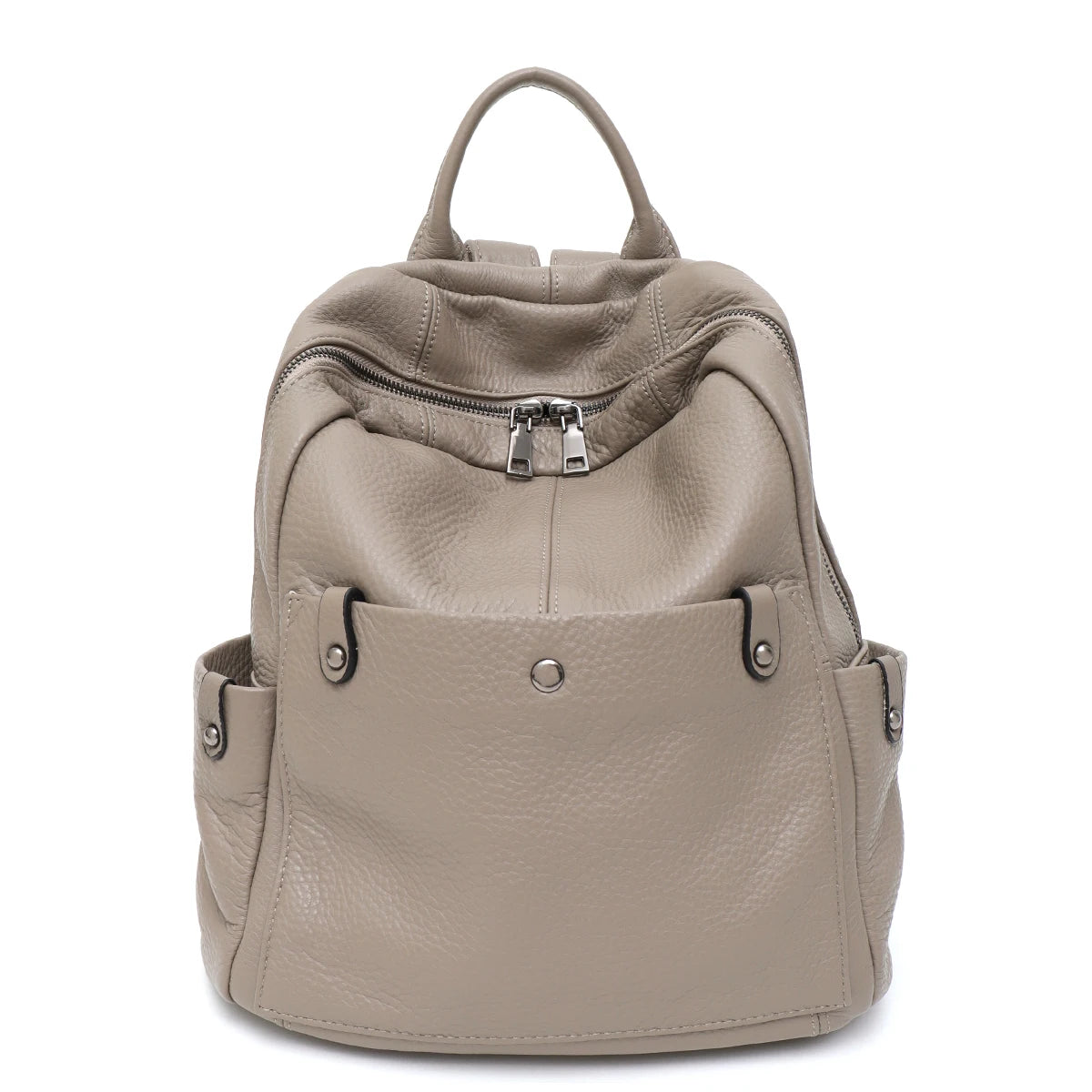 Chic leather backpack with front zipper