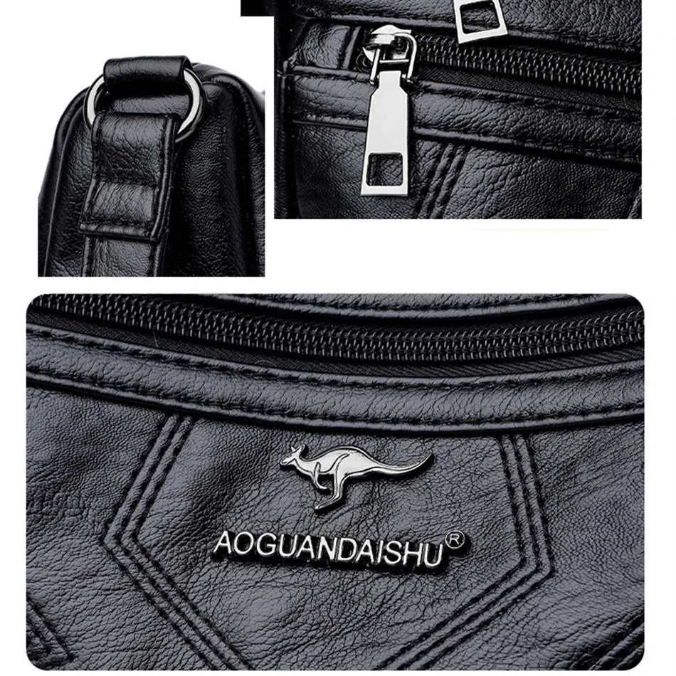 Leather shoulder bag with adjustable strap