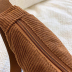 Corduroy handbag with adjustable shoulder strap