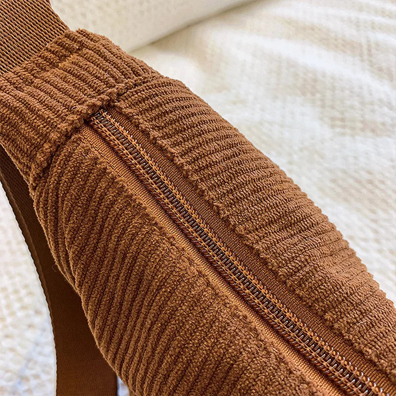 Corduroy handbag with adjustable shoulder strap