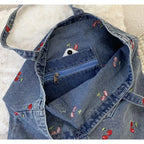 Denim tote bag with embroidery