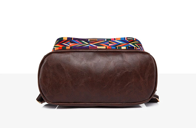Large capacity leather knapsack