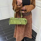 Rectangular suede handbag