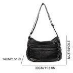 Classic denim shoulder handbag with zipper closure