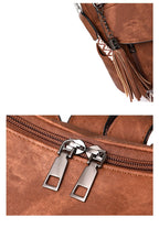 Vintage leather school knapsack