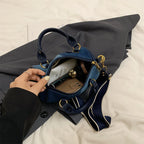 Retro large strap denim shoulder handbag