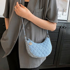 Quilted denim handbag