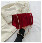 Corduroy handbag with soft velvet texture