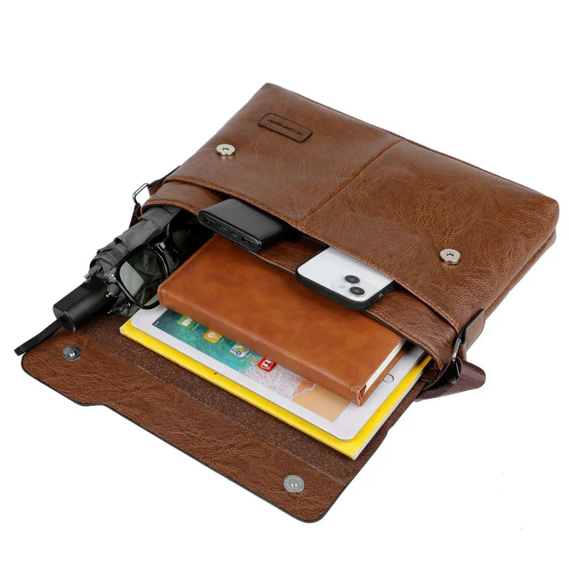 Soft leather laptop briefcase messenger bag