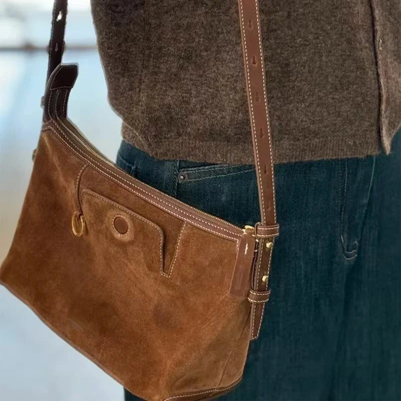 Sleek suede handbag for travel and errands