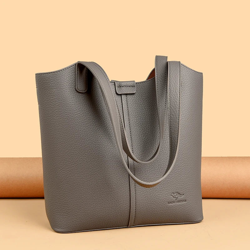 Structured leather tote bag