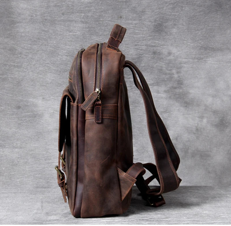 Leather hiking rucksack