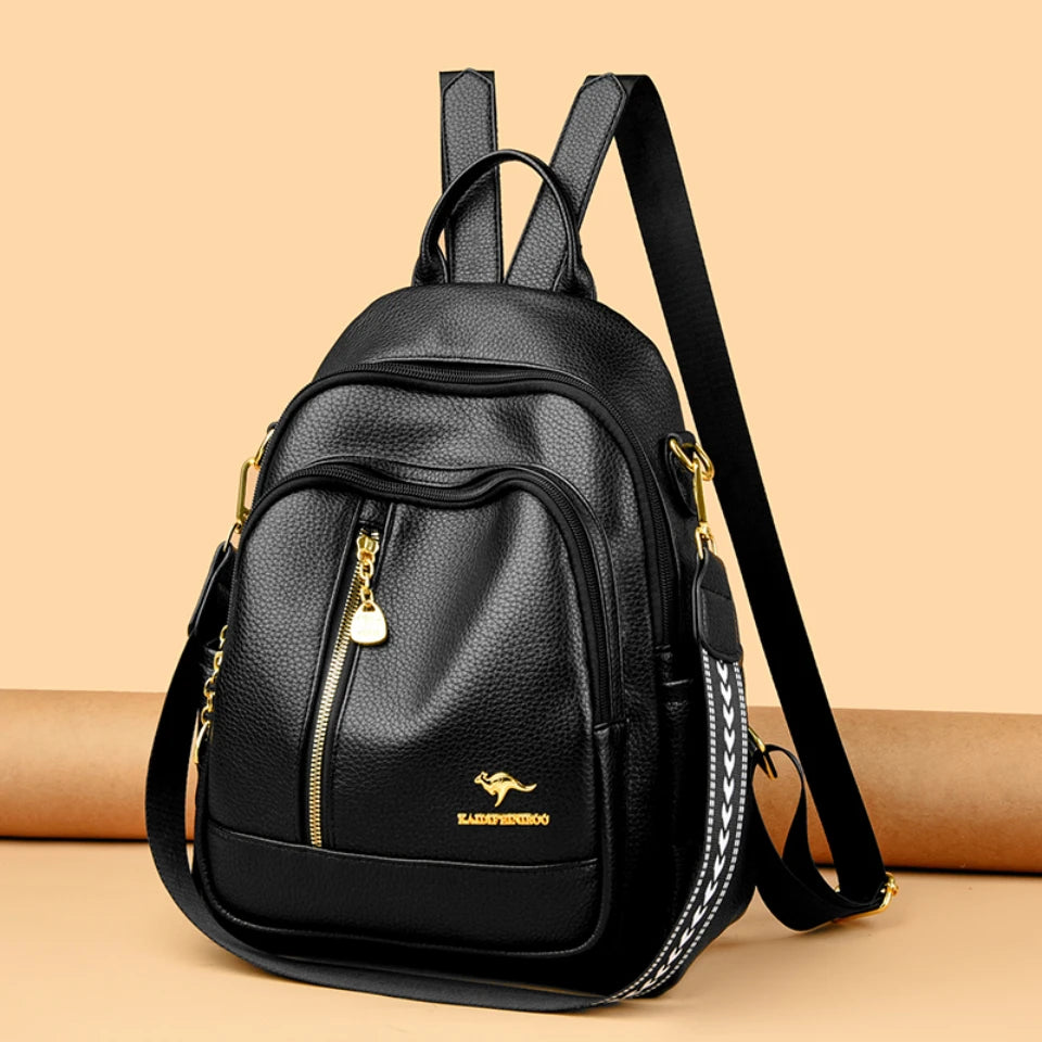 Modern leather backpack for women