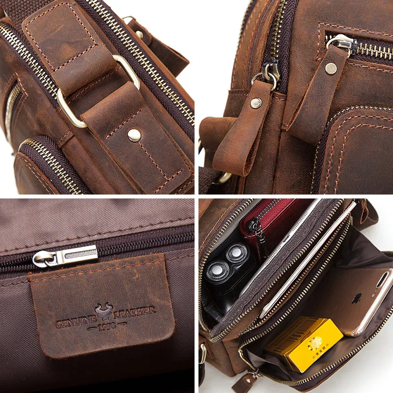 Compact leather crossbody satchel