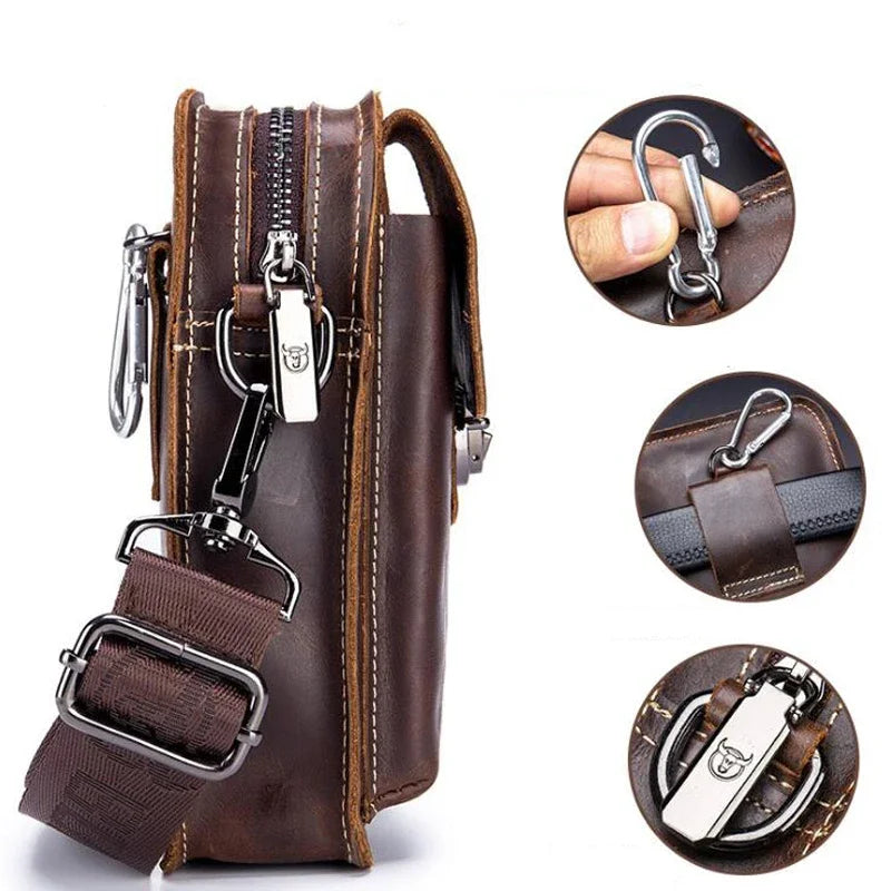 Men vintage leather crossbody bag