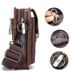 Men vintage leather crossbody bag