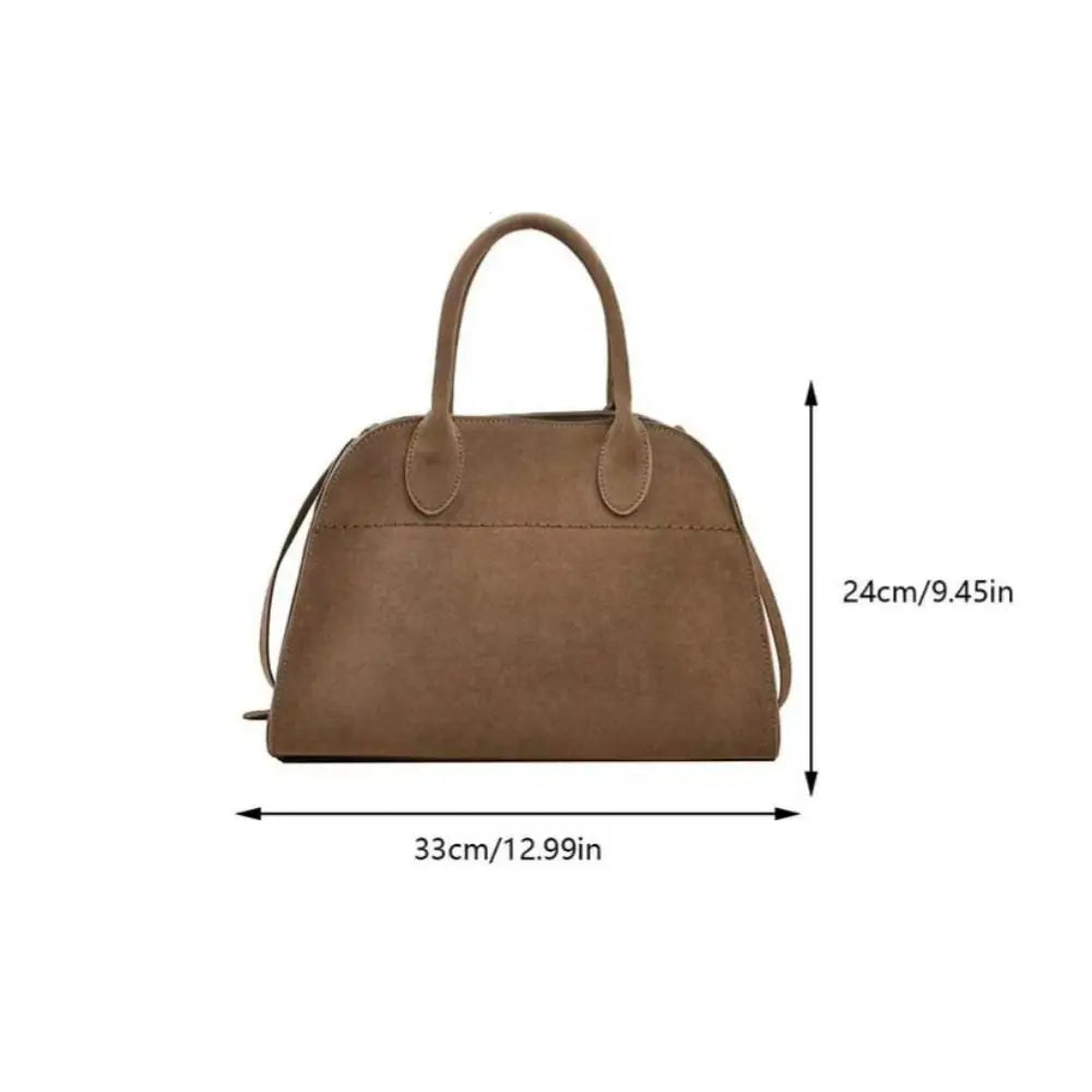 Suede handbag with double handle