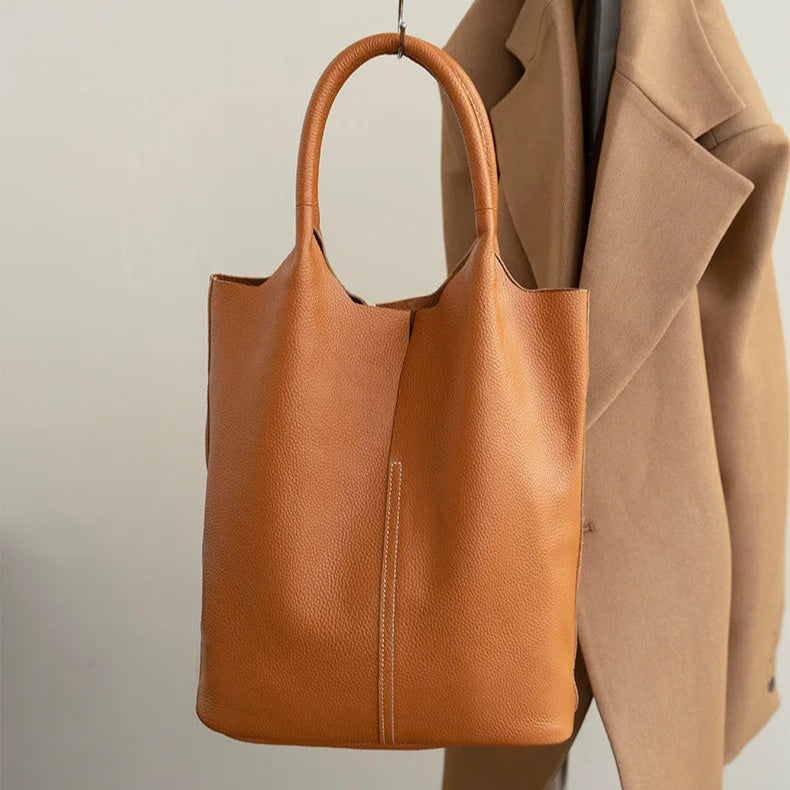 Modern leather tote bag