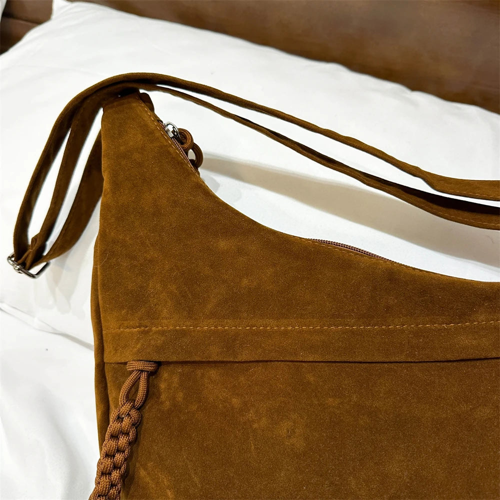 Slouchy suede shoulder bag