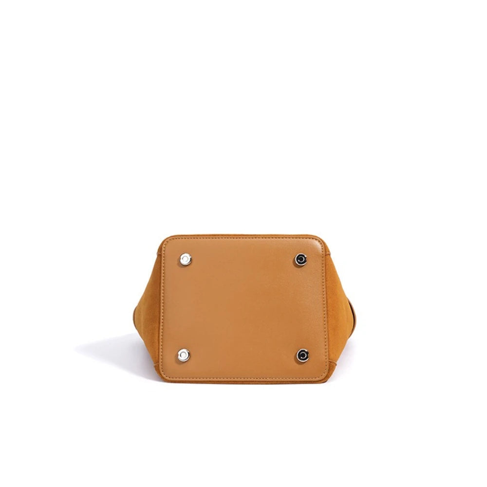 Designer-inspired suede handbag