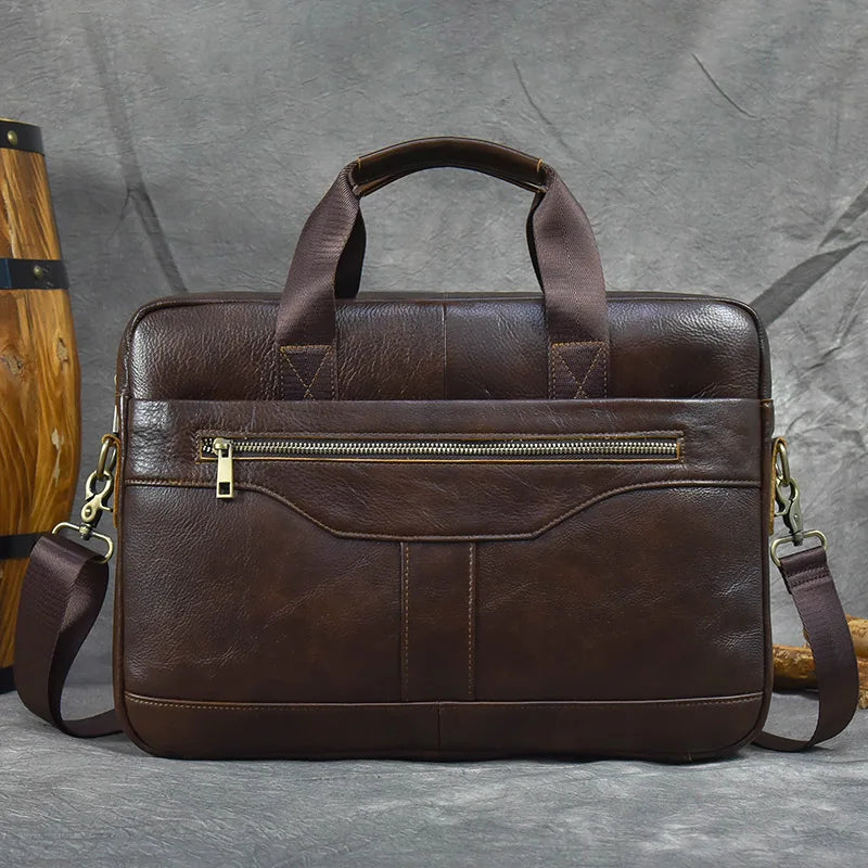 Structured leather laptop case