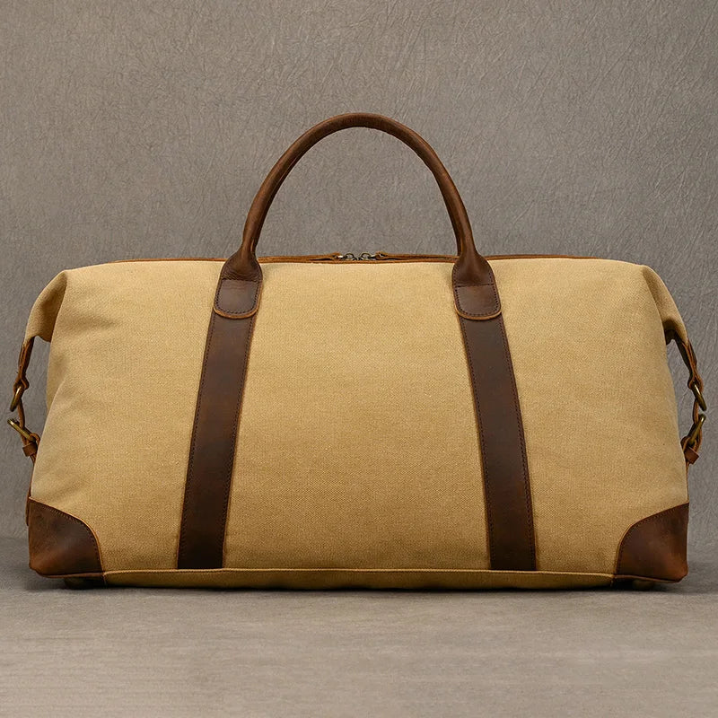 Soft leather overnight duffle bag