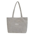 Large capacity corduroy shoulder tote bag