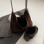 Retro suede slouch bag