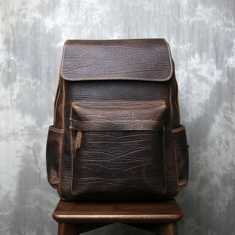 Sleek leather rucksack backpack