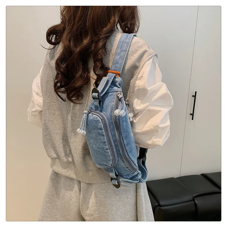 Denim waist bag