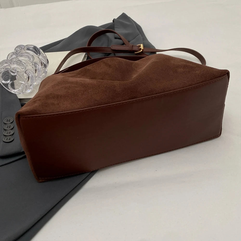 Suede shoulder handbag