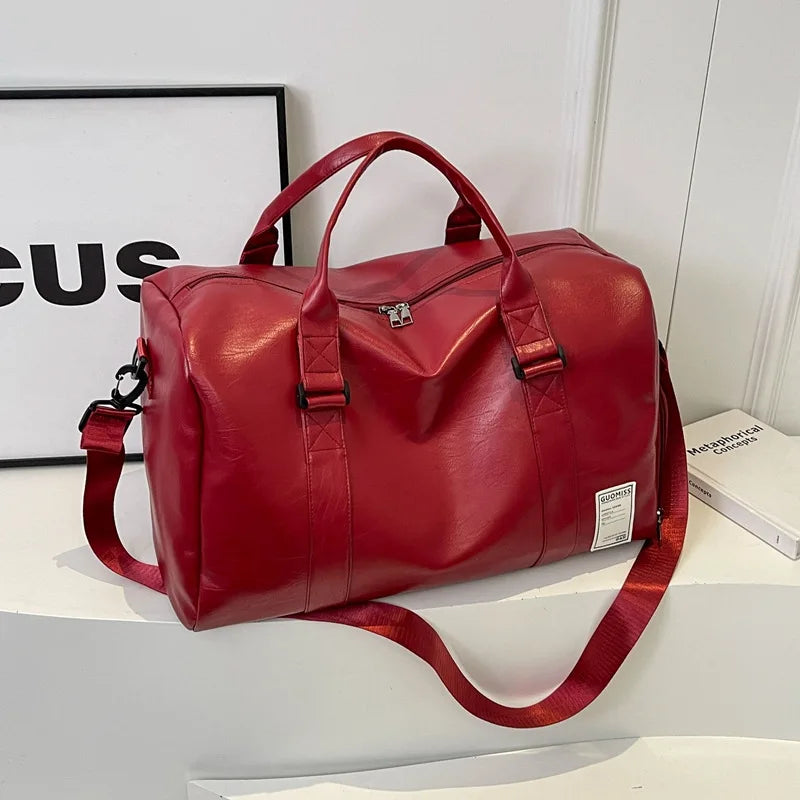 Slim leather duffle bag