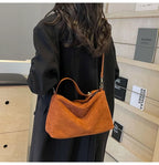 Everyday suede shoulder purse with secure zipper