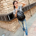 Vintage black leather backpack