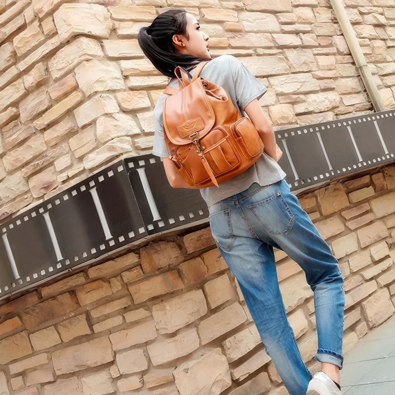 Vintage brown leather backpack