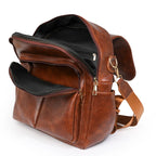 Leather flap satchel