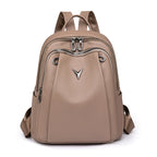 Smooth leather backpack with top handle