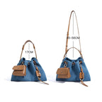 Denim handbag with external pockets