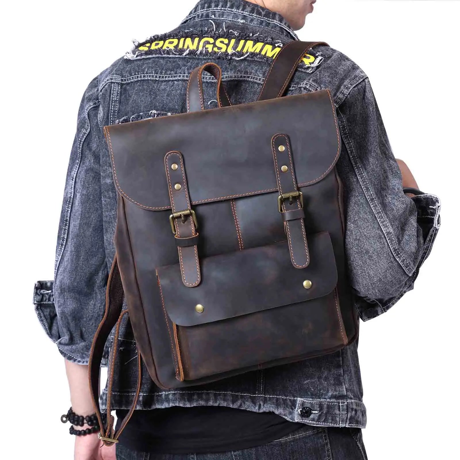 Stylish leather rucksack