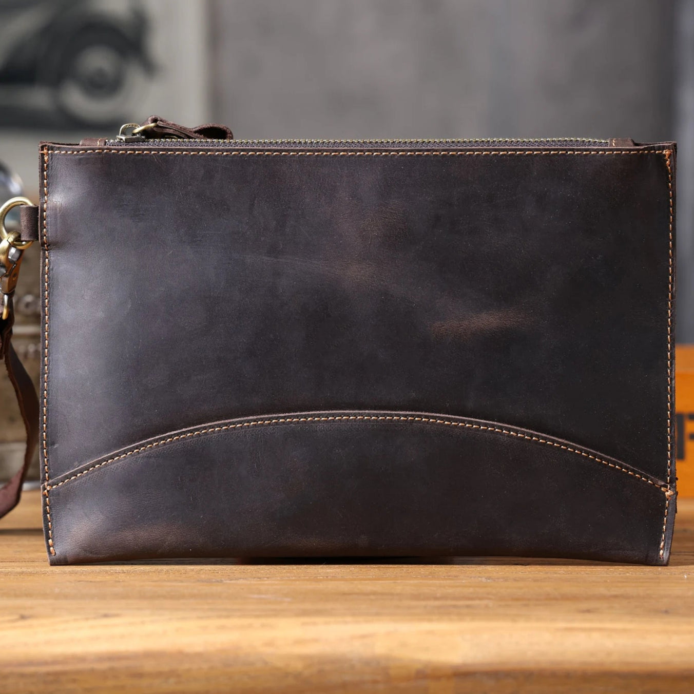 Retro leather clutch